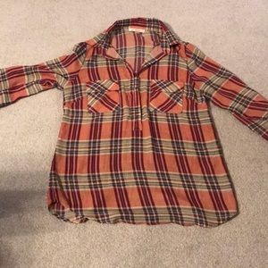 3/4 sleeve flannel blouse